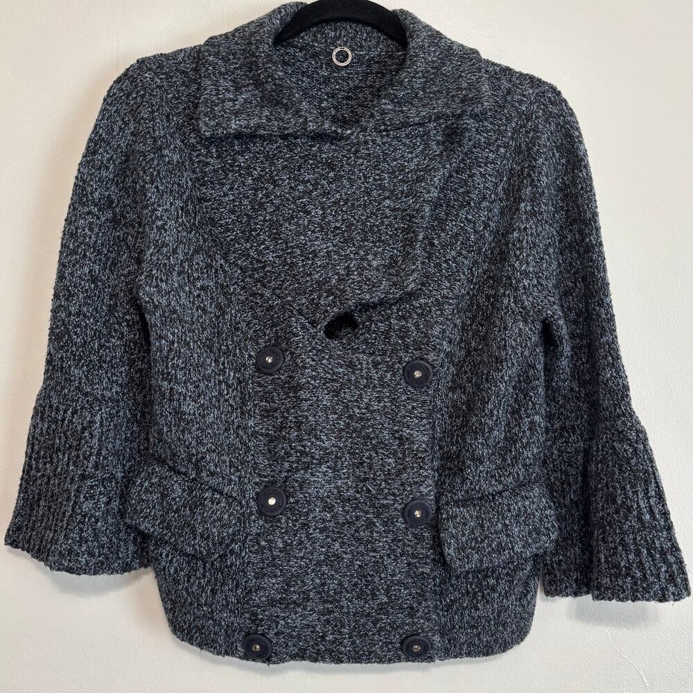 One Girl Who Marled Cardigan Sweater Double Breasted Bell Sleeve M
